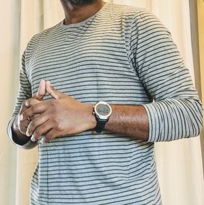 Long Sleeve T Shirt w Olive Stripes